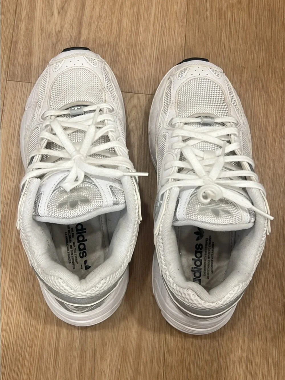 adidas womens White Mesh & Synthetic Lace-Up Sneakers